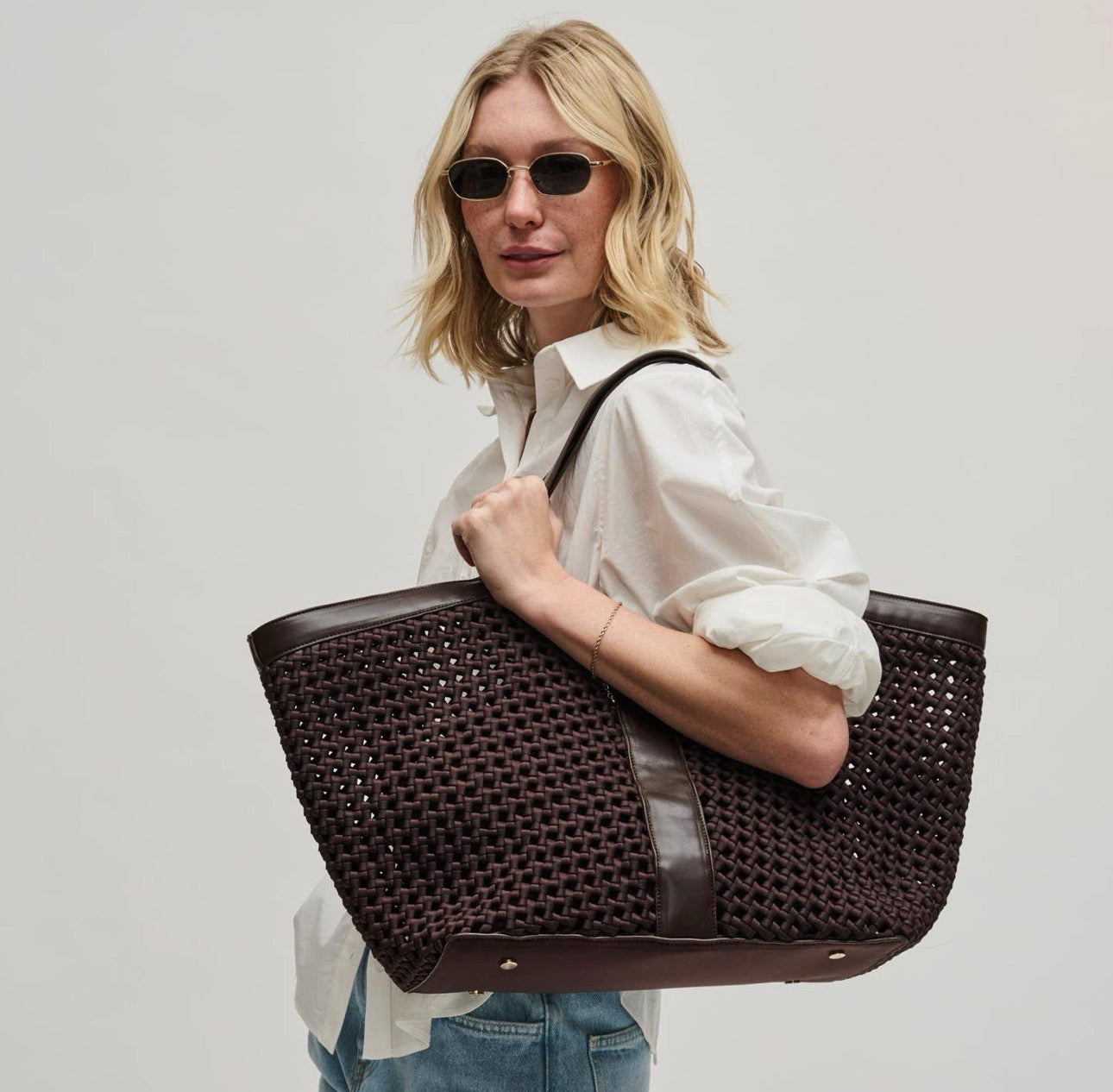 Miss St. Tropez Large Woven Calypso Tote With Pouch