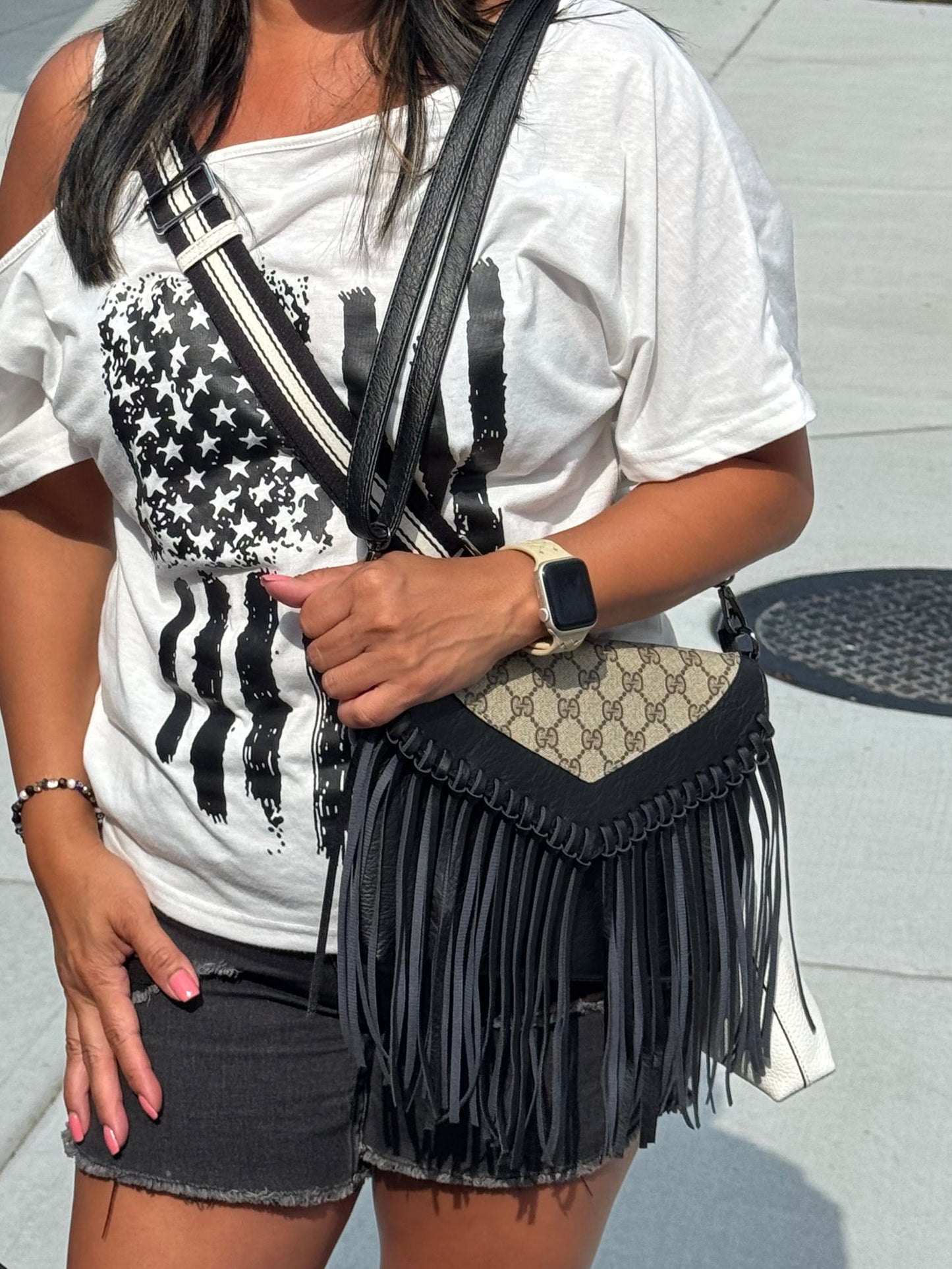Black Fringe Gigi Crossbody Bag