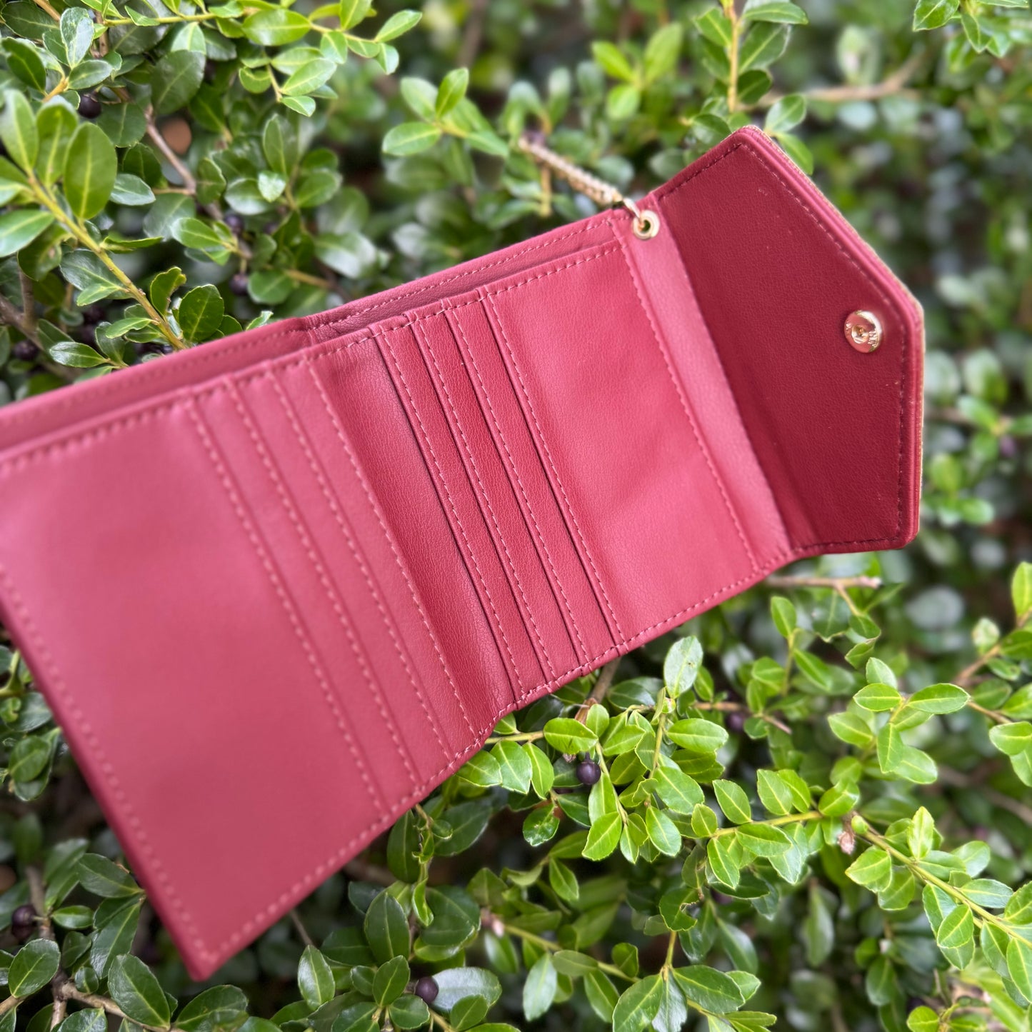 Burgundy Compact Wallet With Brown Gigi
