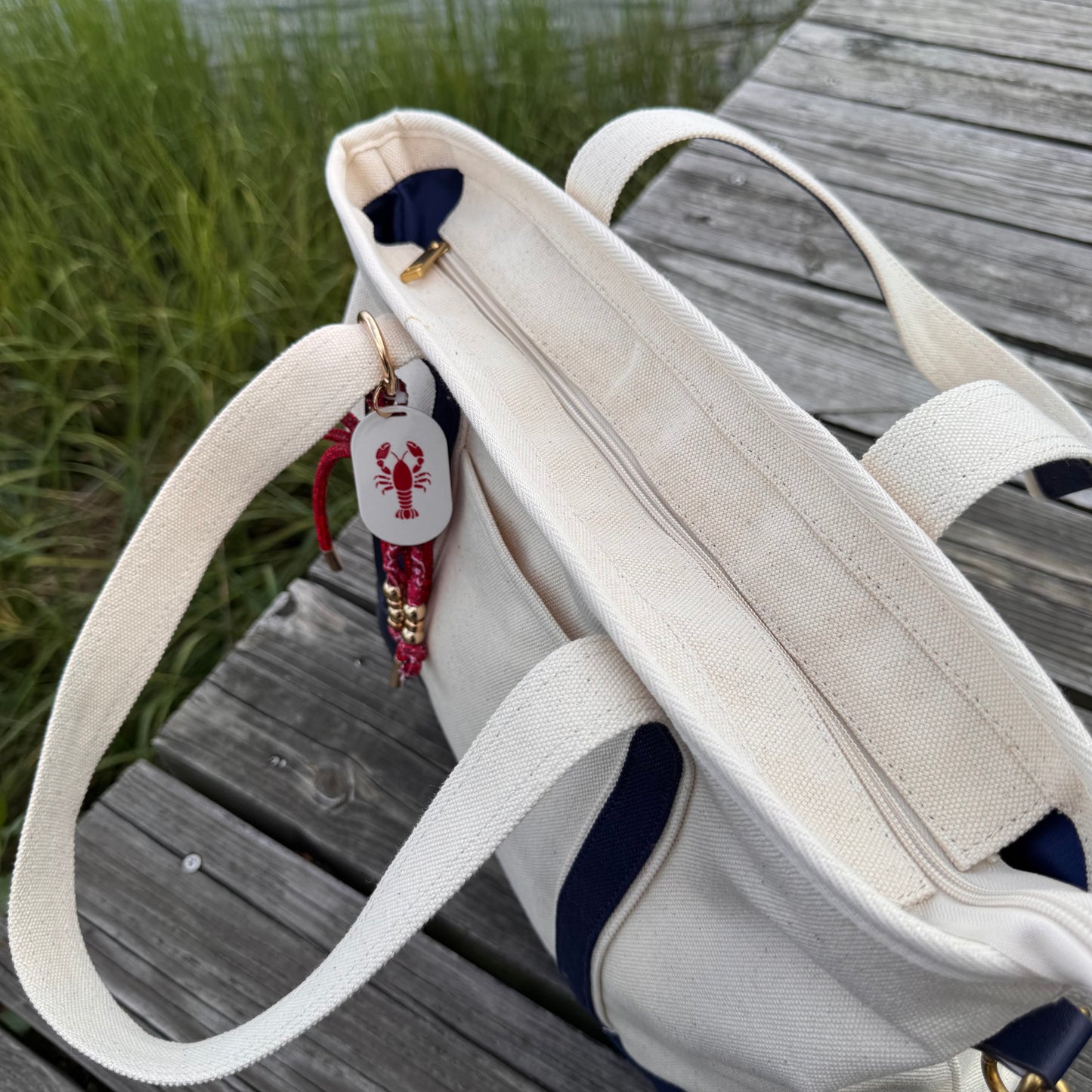 Miss Newport Navy Blue Boat Tote Bag