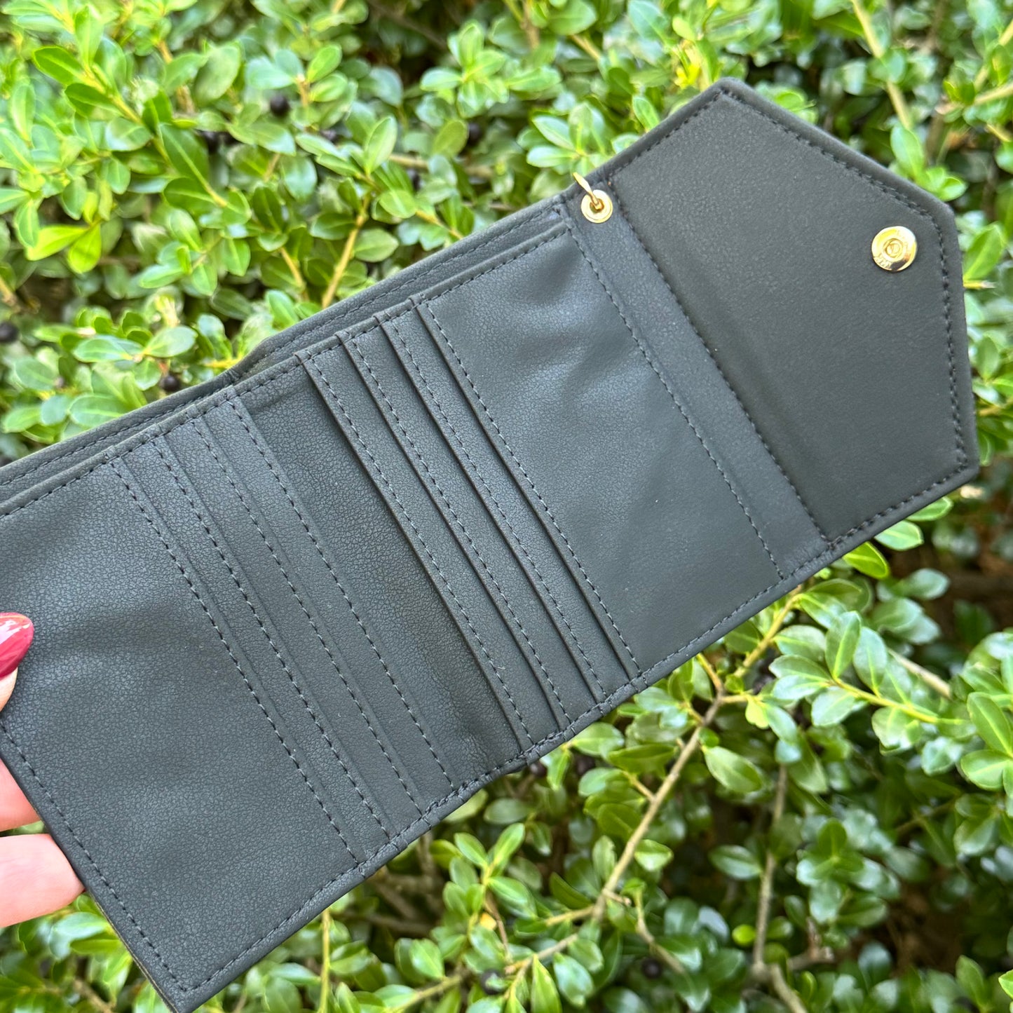 Black Compact Wallet With Lulu Brown Check