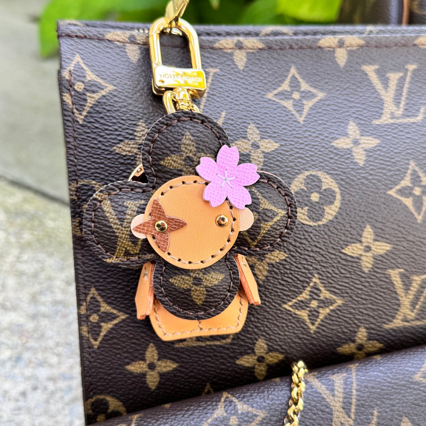 Vivi Pink Flower Bag Charm in Monogram