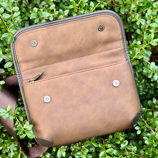 Matte Brown Gigi Everyday Crossbody Bag With Chocolate Trim