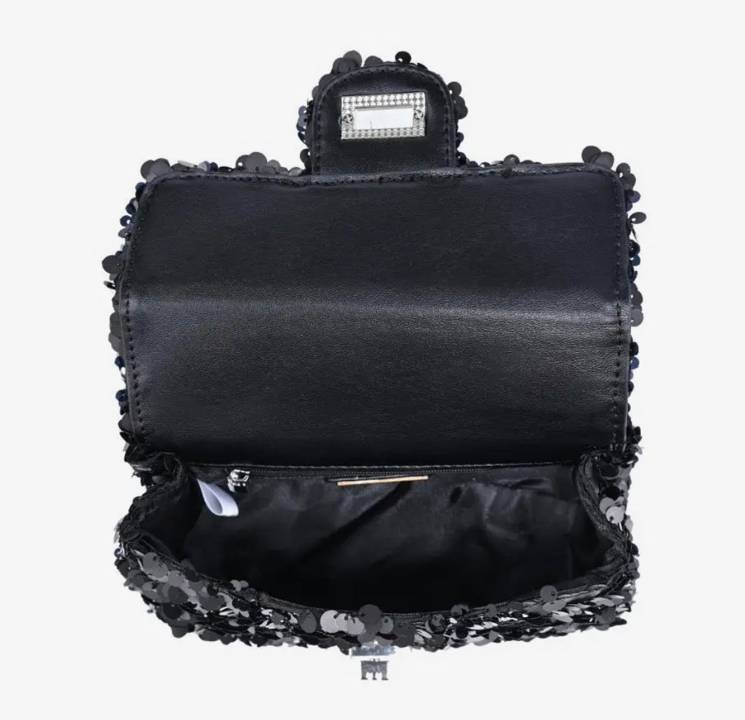 Miss Ella Sequin Covered Flap Bag Crossbody