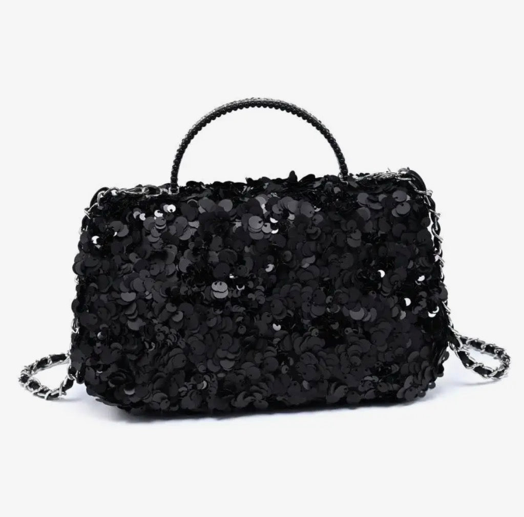 Miss Ella Sequin Covered Flap Bag Crossbody