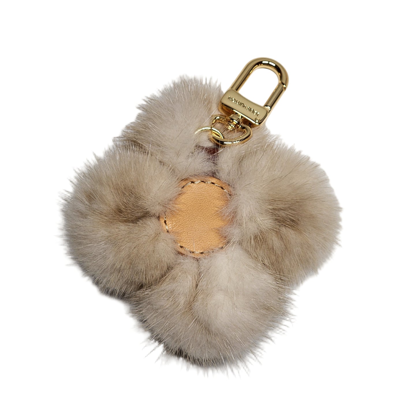 Vivi Fur Bag Charm in Beige Monogram Lulu