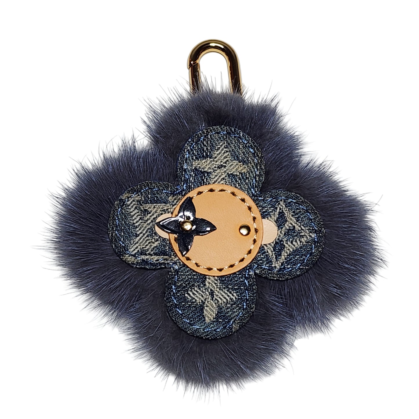 Vivi Fur Bag Charm in Blue Denim