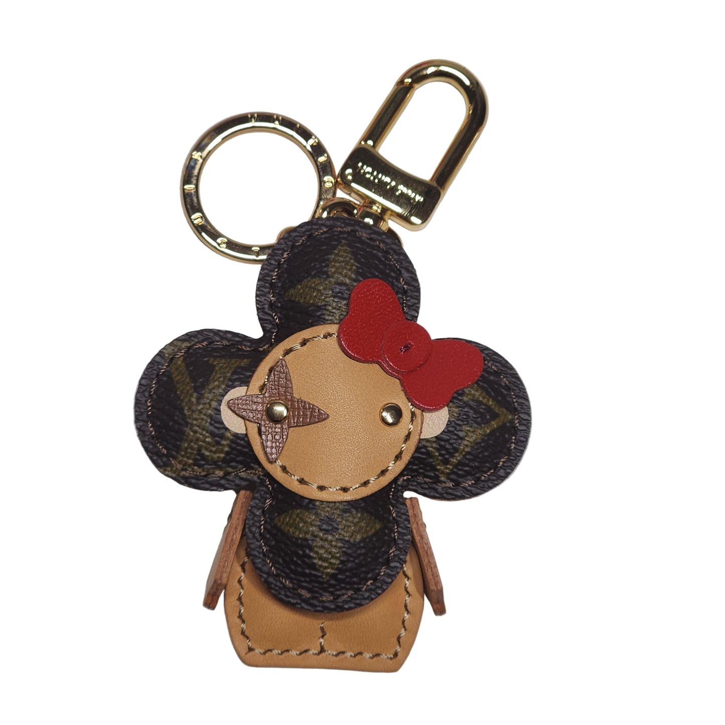 Vivi Bag Charm In Monogram With Bright Red Bow