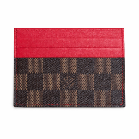 Red Lulu Luxe Cardholder in Brown Check