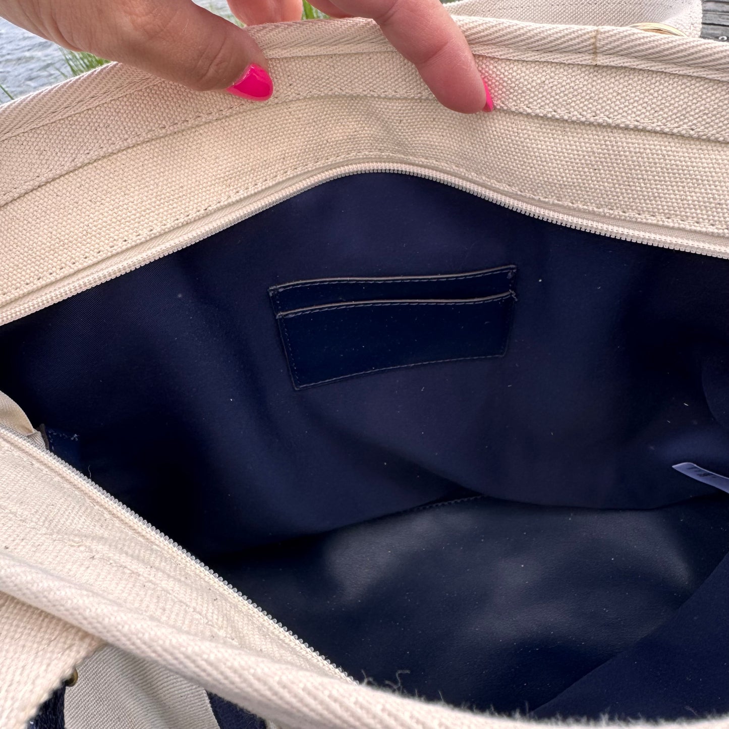 Miss Newport Navy Blue Boat Tote Bag