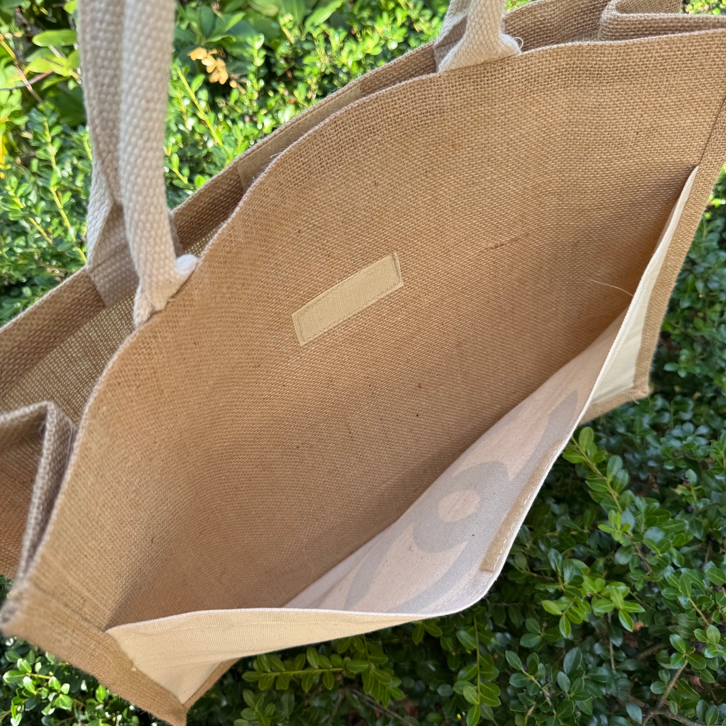 H Large Jute Tote Bag