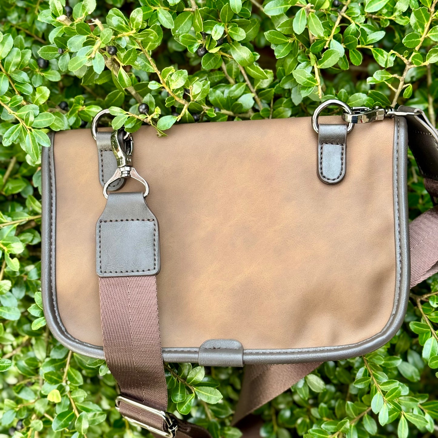 Matte Brown Gigi Everyday Crossbody Bag With Chocolate Trim