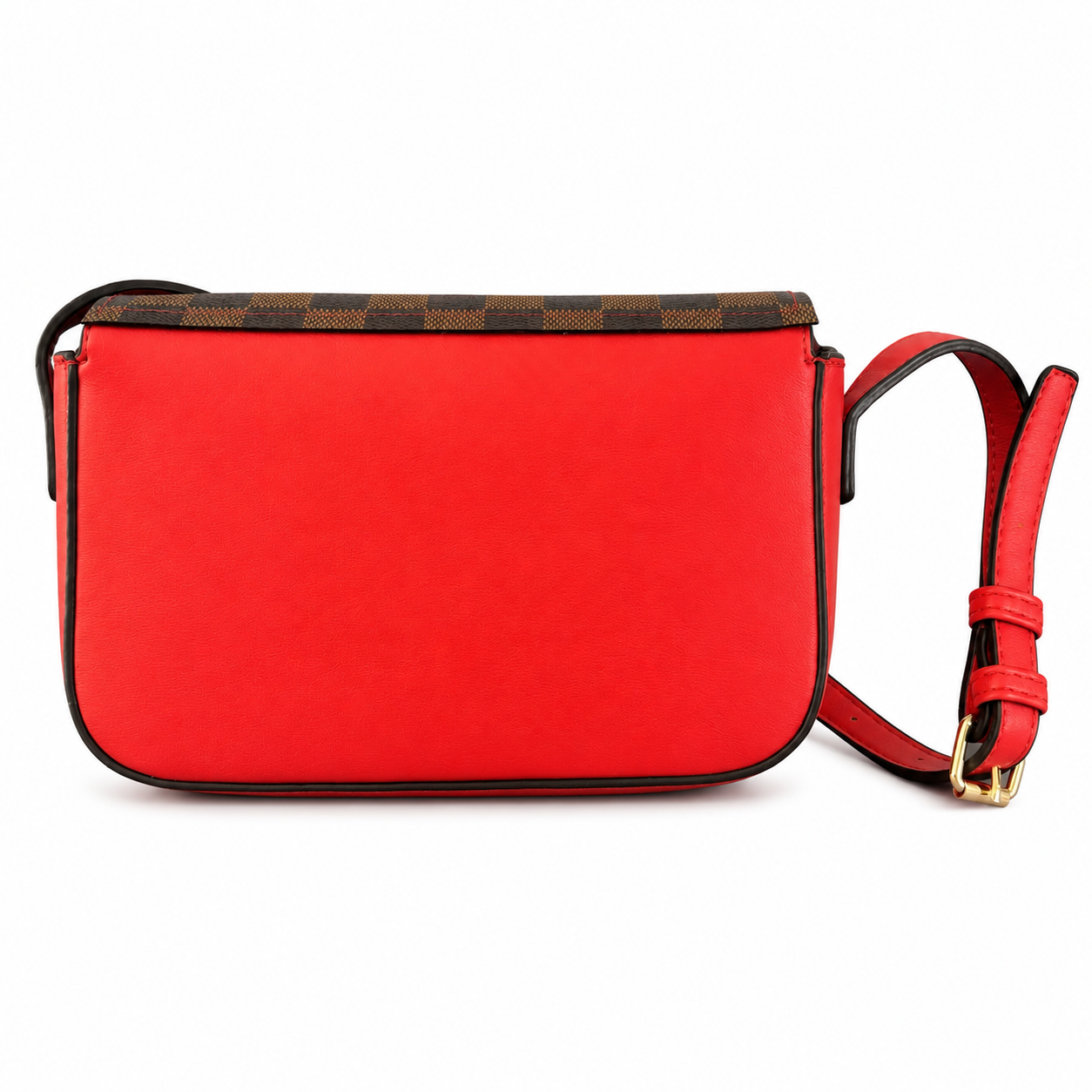 Miss Le Petite Brown Check Red Shoulder Bag