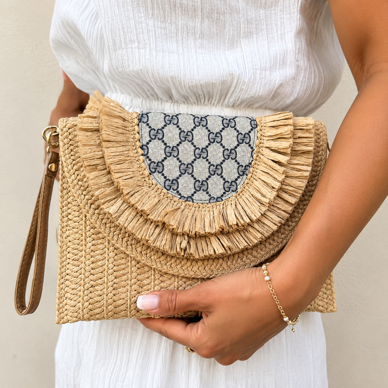 Preorder Miss Paradise Large Navy Gigi Raffia Clutch Crossbody