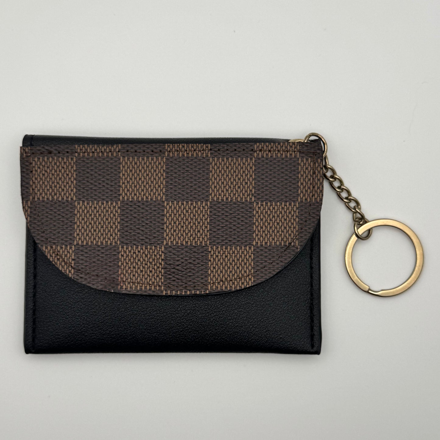 Black Keychain Cardholder In Brown Check Lulu