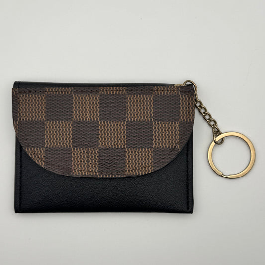 Black Keychain Cardholder In Brown Check Lulu