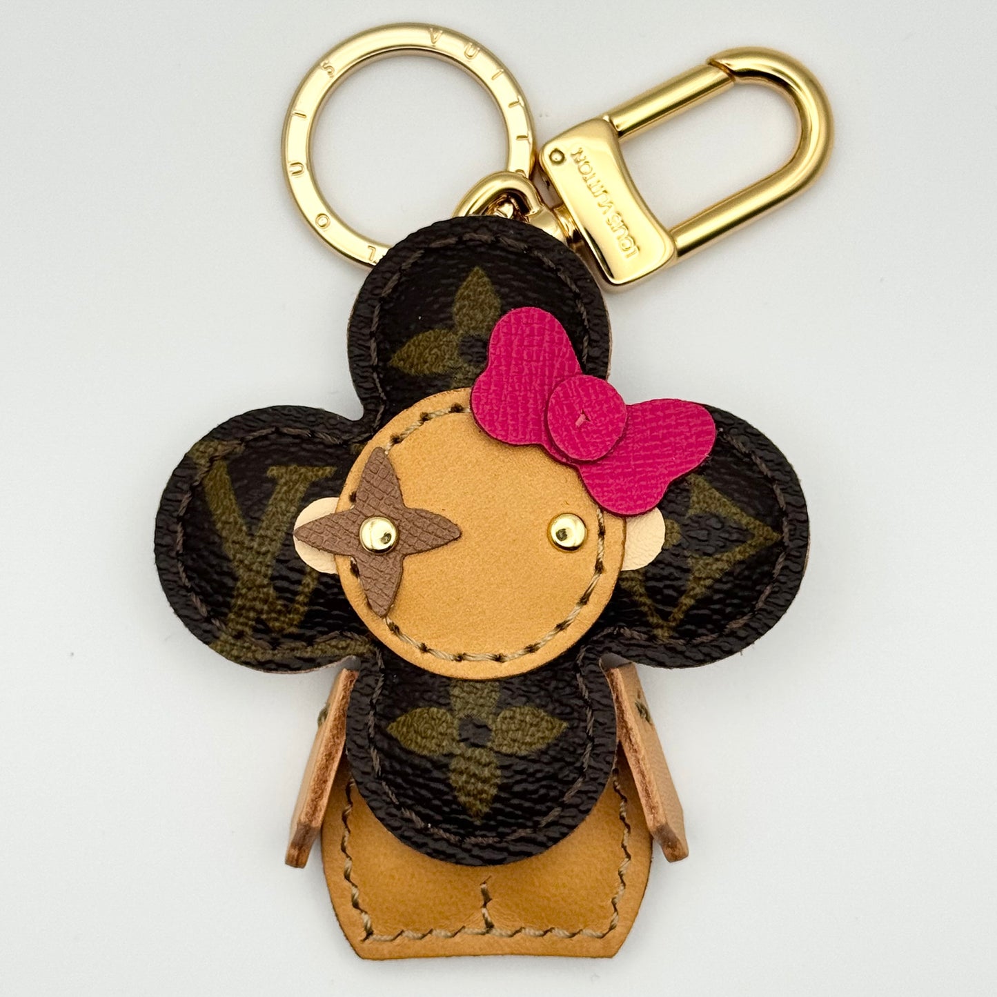 Vivi Bag Charm In Mono Lulu With Pink Bow