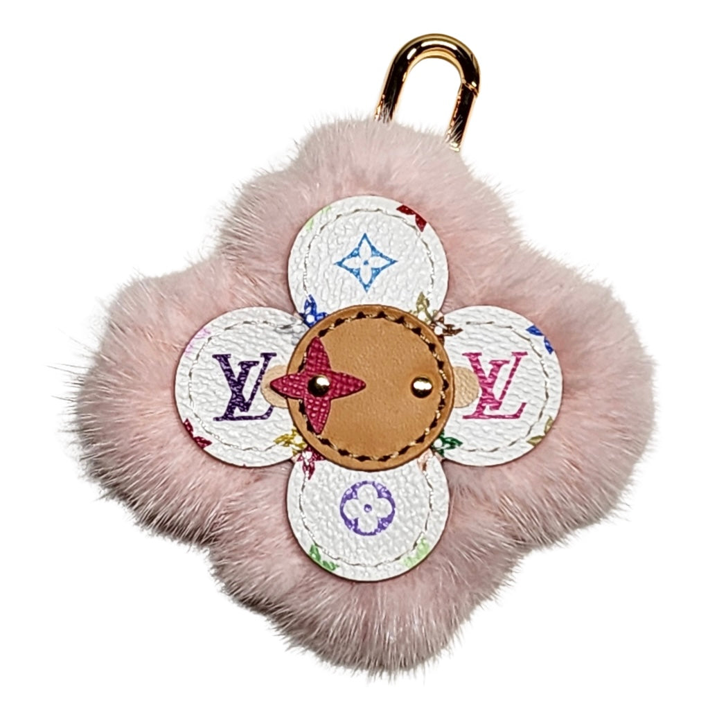 Vivi Fur Bag Charm Light Pink With Multicolor White Lulu
