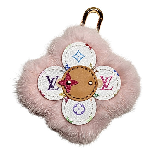 Vivi Fur Bag Charm Light Pink With Multicolor White Lulu