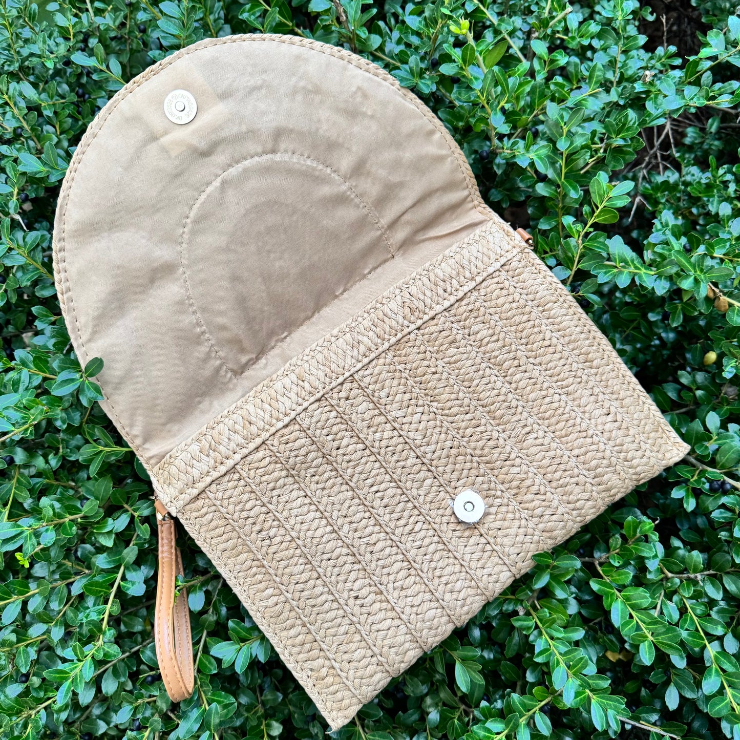 Large Raffia Clutch Crossbody in Lulu Brown Check