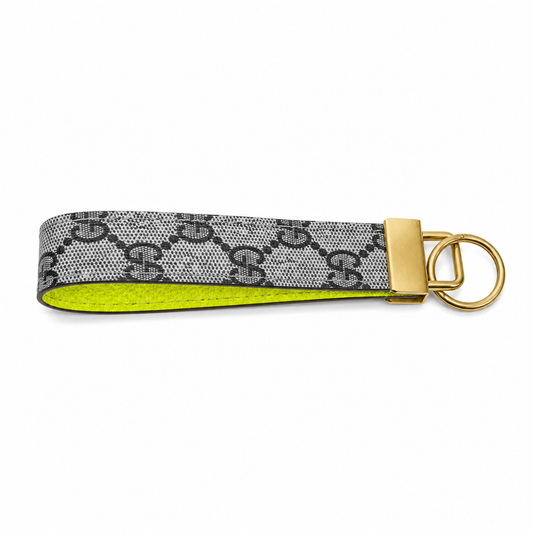 Miss Madison Loop Keychain Brown Gigi Neon Yellow Interior