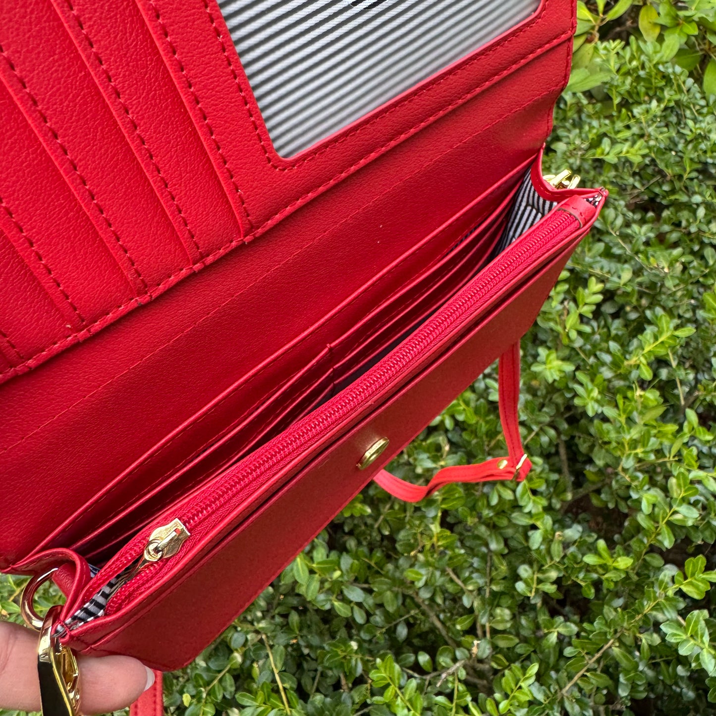 All-In-One Red & Navy Crossbody Bag