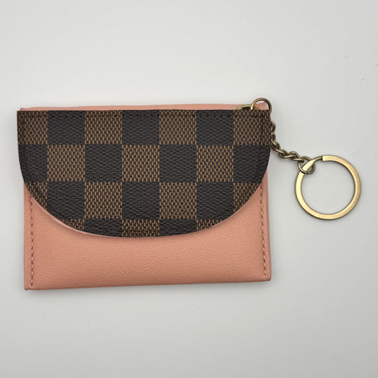 Pink Keychain Cardholder In Lulu Brown Check