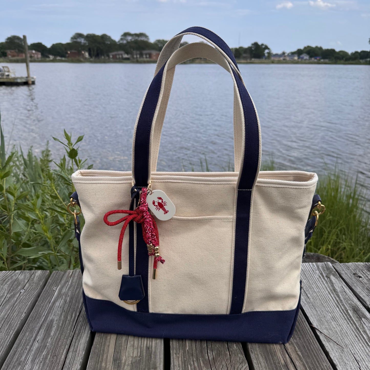 Miss Newport Navy Blue Boat Tote Bag