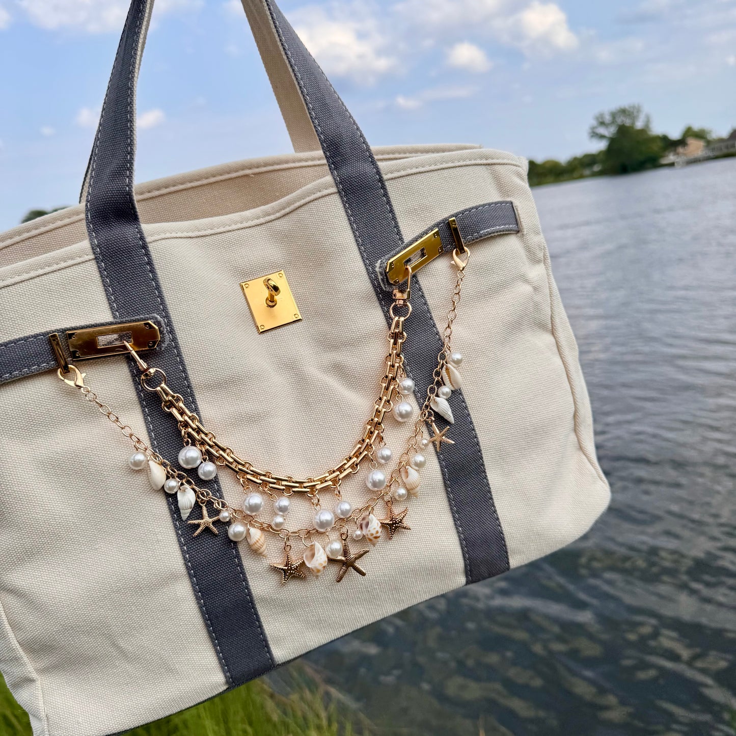 Blinged Miss Harbor Gray Boat Tote Bag