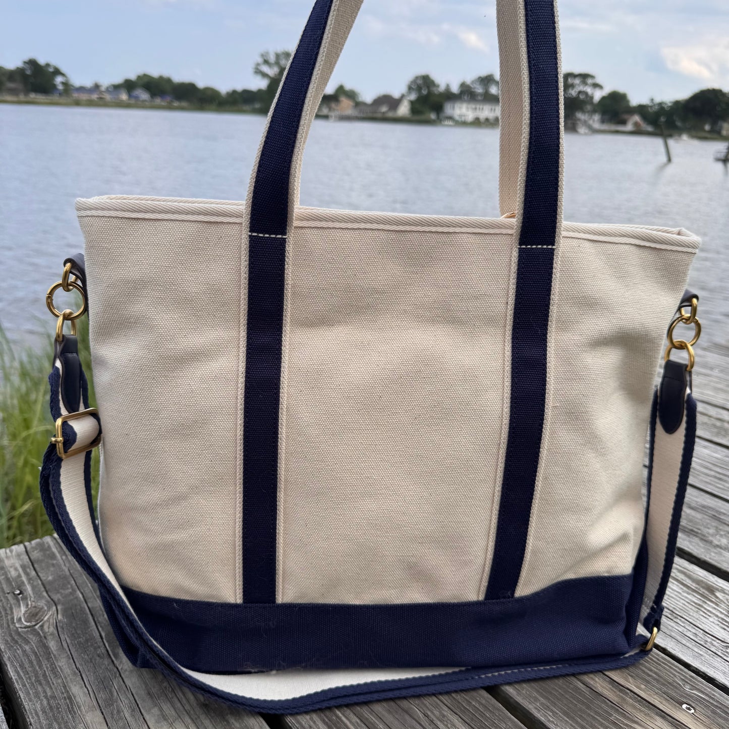 Miss Newport Navy Blue Boat Tote Bag