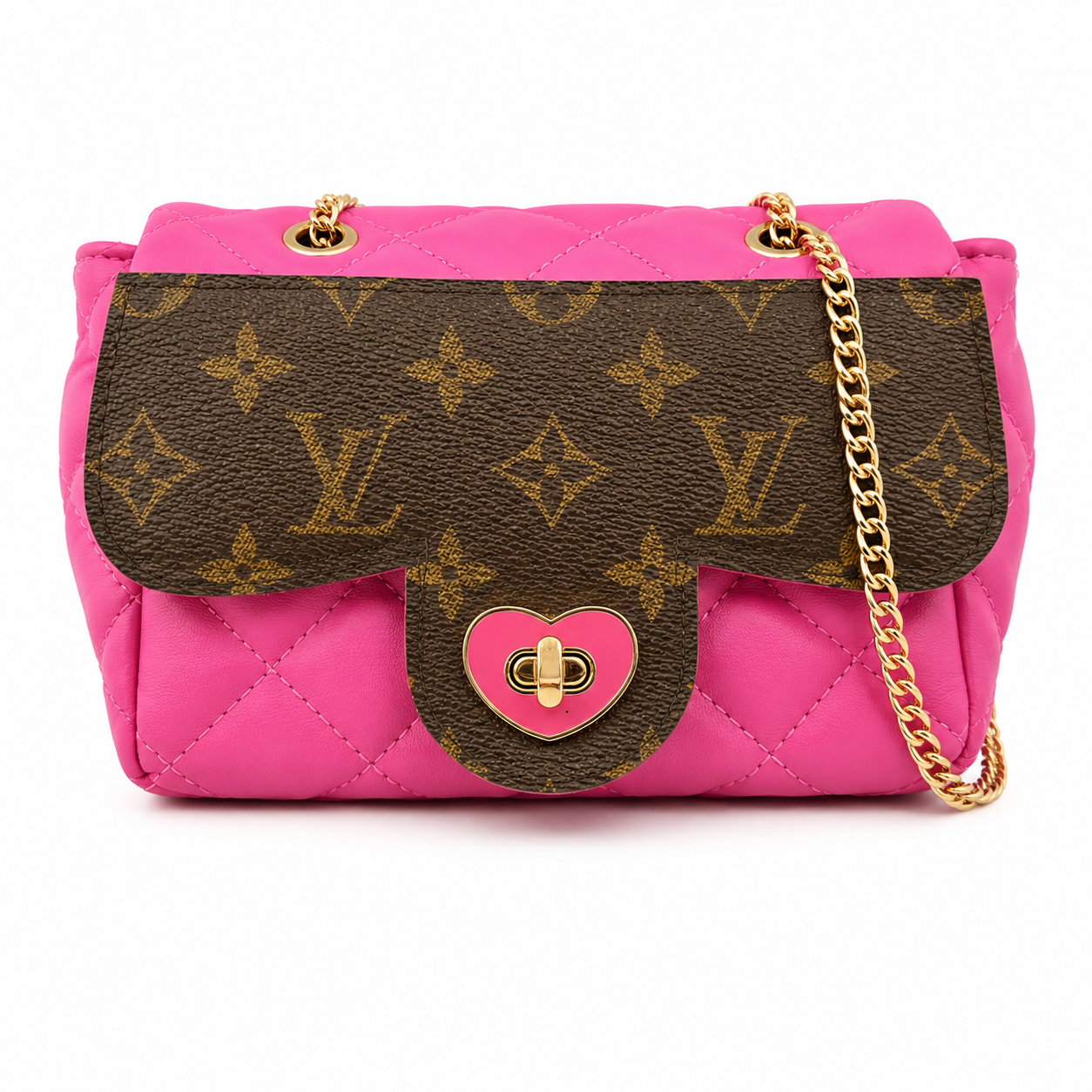Little Miss Medium Girls Quilted Hot Pink Flap Bag