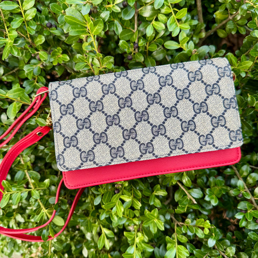 All-In-One Red & Navy Crossbody Bag