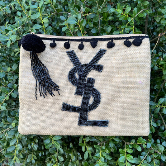 Miss Palm Beach - Black Yaya Beaded Zip Pouch