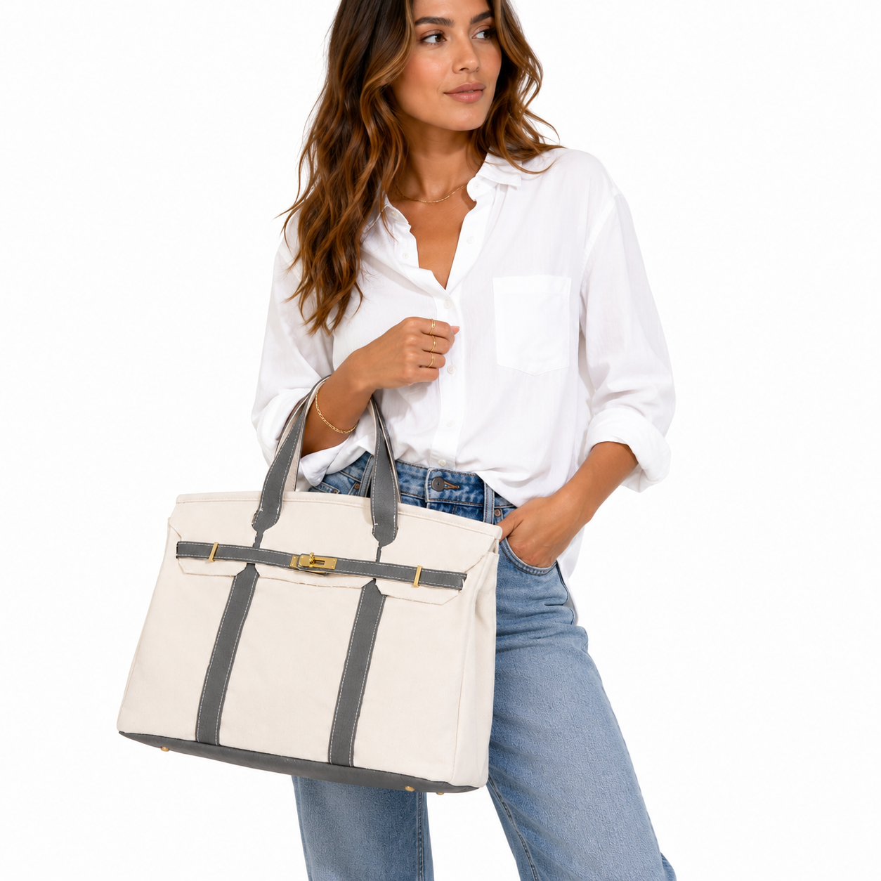 Miss Harbor Gray Boat Tote Bag