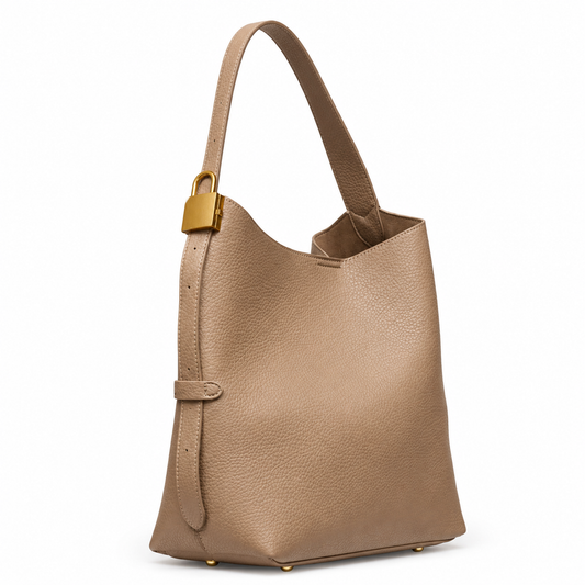 Miss Maddie Taupe Lock Hobo Bag