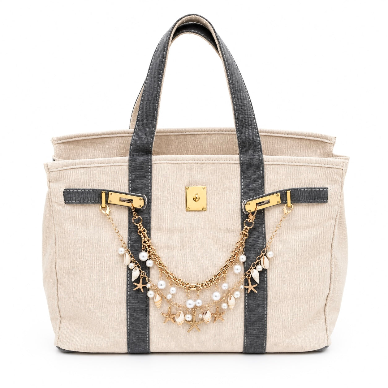 Blinged Miss Harbor Gray Boat Tote Bag