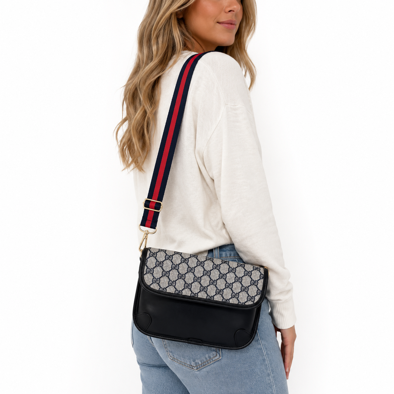 Miss Everyday Navy Gigi On Black Crossbody Bag