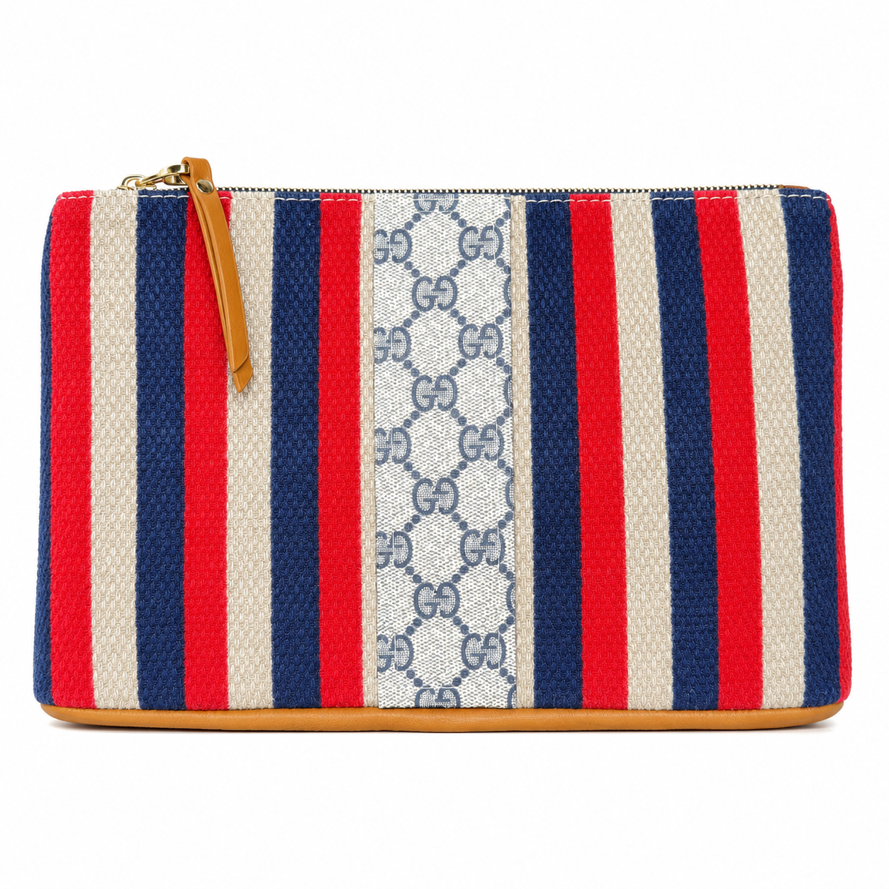 Miss Liberty Red Blue Stripe Zip Clutch Bag