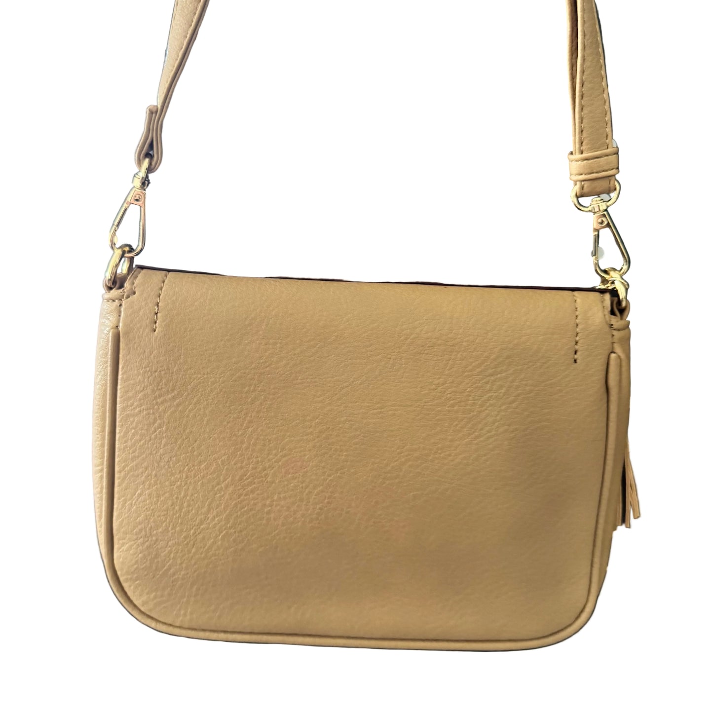 Preorder Miss Iconic - Beige Lulu Flap Crossbody Bag With Stripe Strap