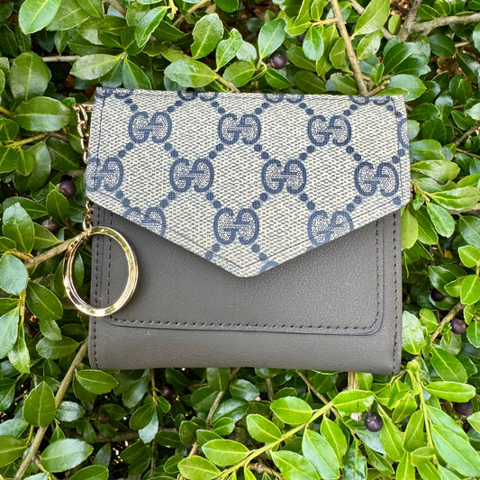 Gray Compact Wallet With Navy Gigi