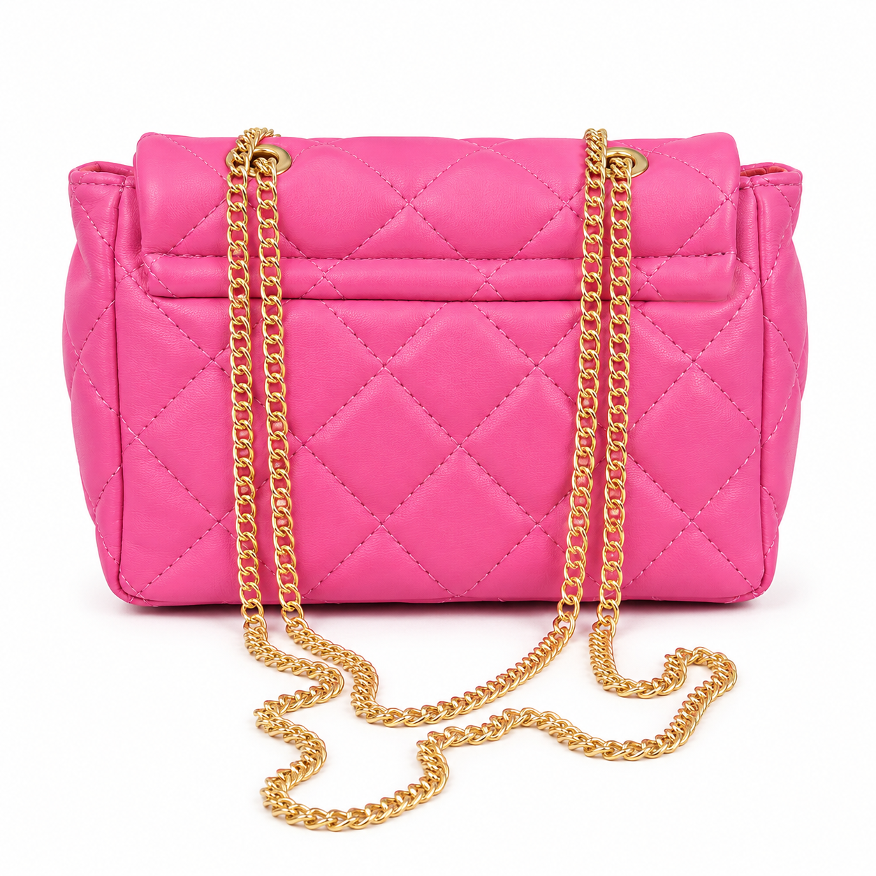 Little Miss Medium Girls Quilted Hot Pink Flap Bag