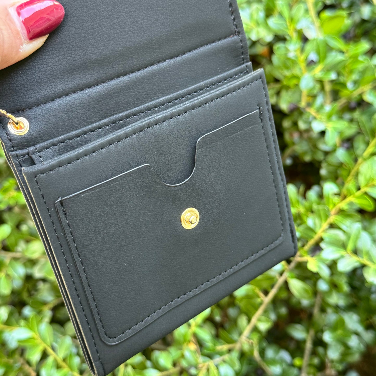 Black Compact Wallet With Lulu Brown Check