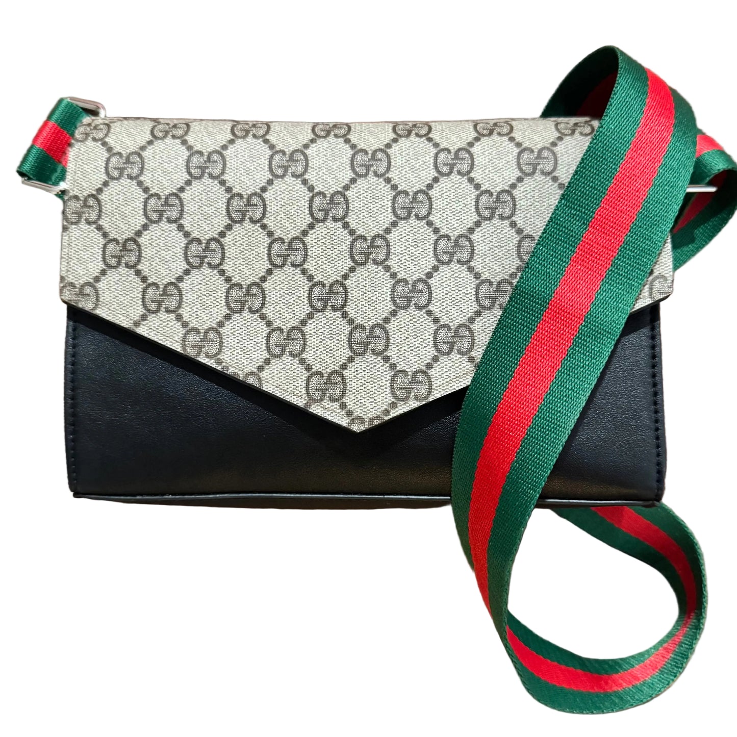 Preorder Miss Bella - Black Envelope Crossbody Italian Stripe Repurposed Bag