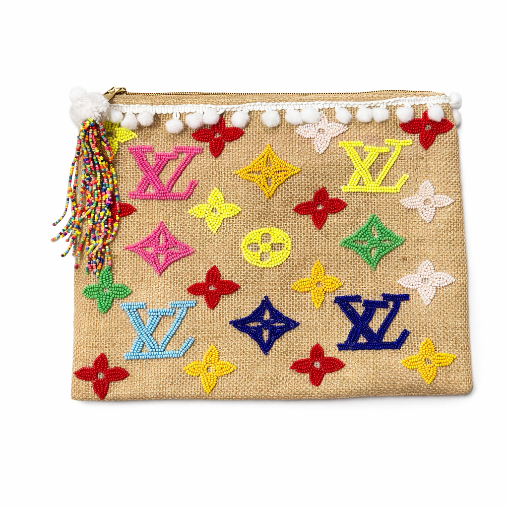 Preorder Miss Palm Beach - Lulu Multi Beaded Jute Pouch