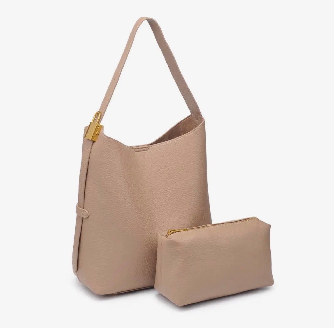 Miss Maddie Taupe Lock Hobo Bag