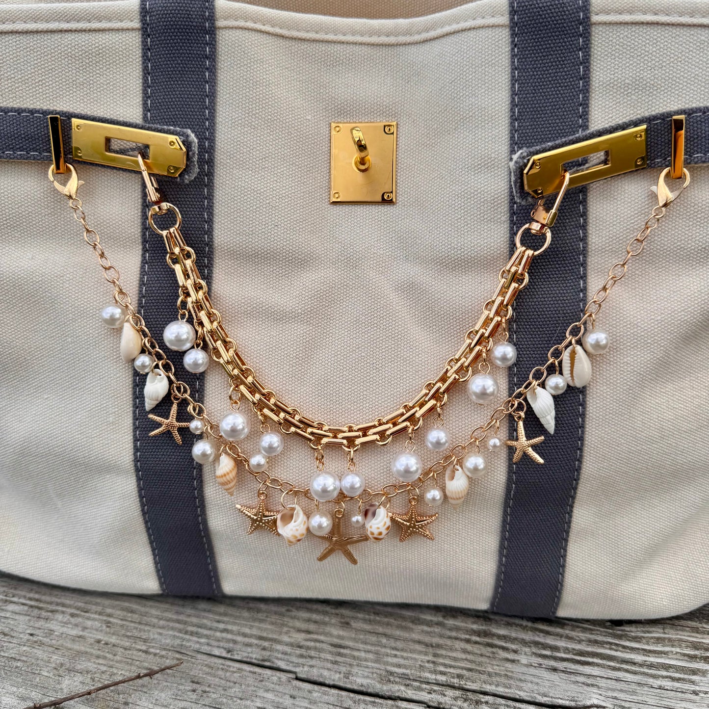 Blinged Miss Harbor Gray Boat Tote Bag