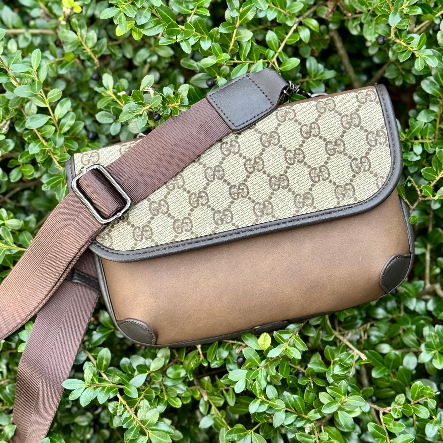 Matte Brown Gigi Everyday Crossbody Bag With Chocolate Trim