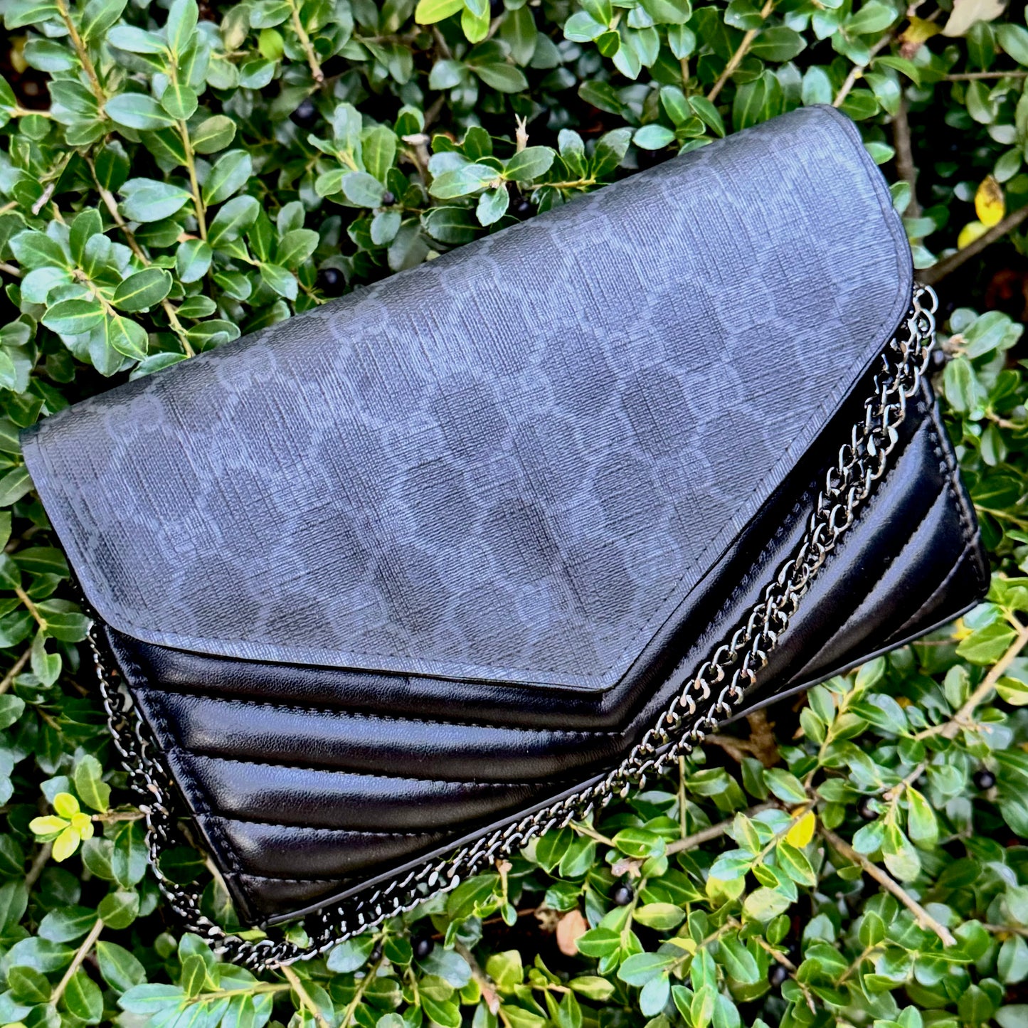Black Chevron Gigi Envelope Flap Bag Crossbody