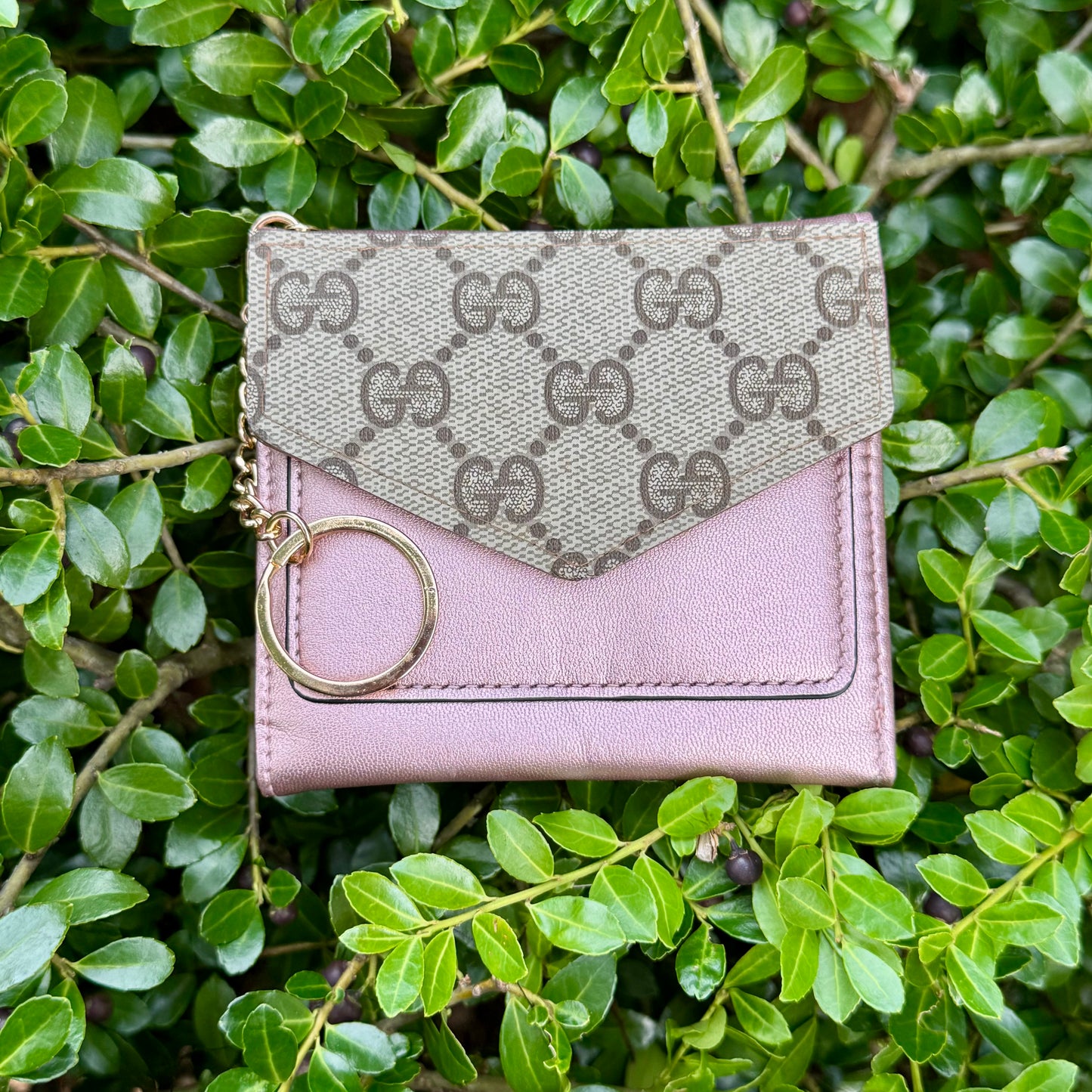 Rose Gold Compact Wallet With Brown Gigi
