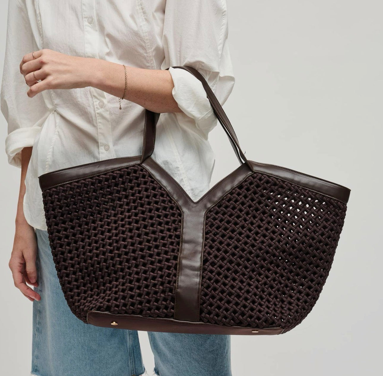 Miss St. Tropez Large Woven Calypso Tote With Pouch